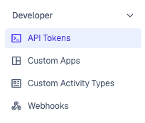 Pylon settings Developer section with API Tokens selected
